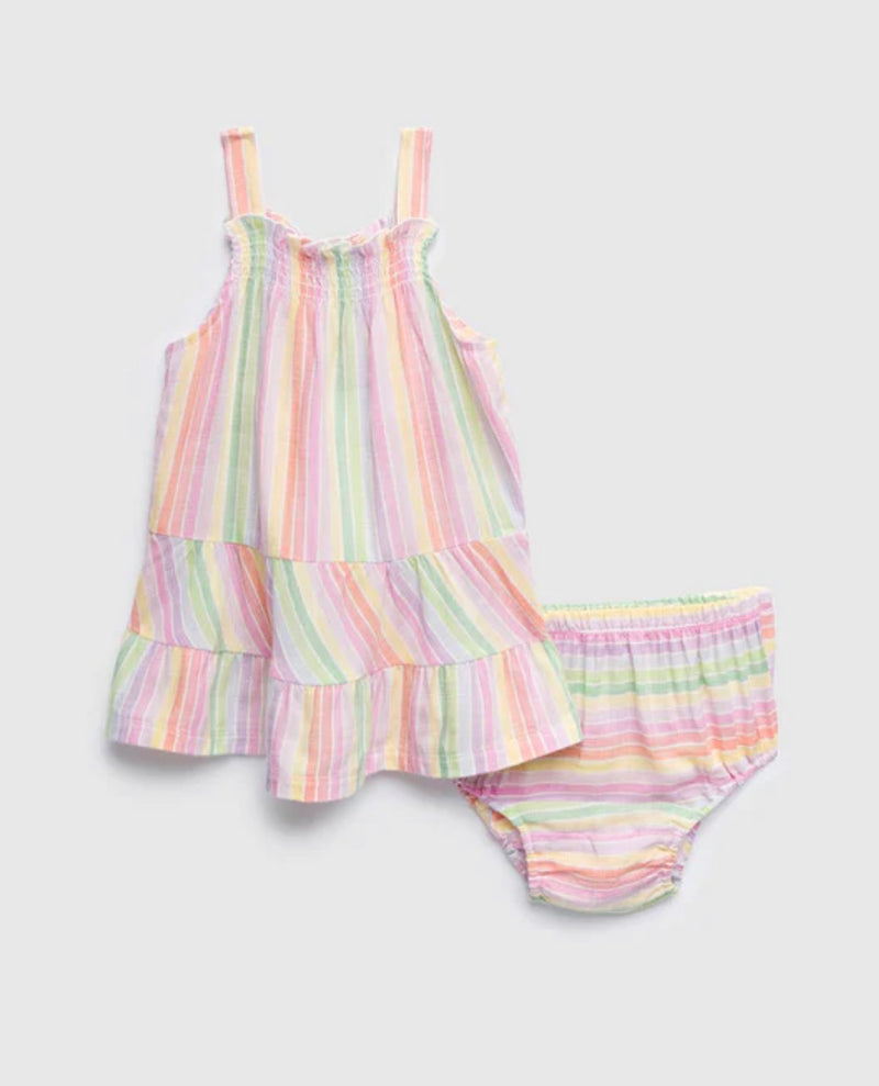 Emma Dress & Bloomer Set - Spring Stripe