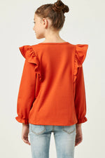 L/S French Terry RuffledTop - Rust