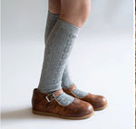 Cable Knit Knee Highs-Gray