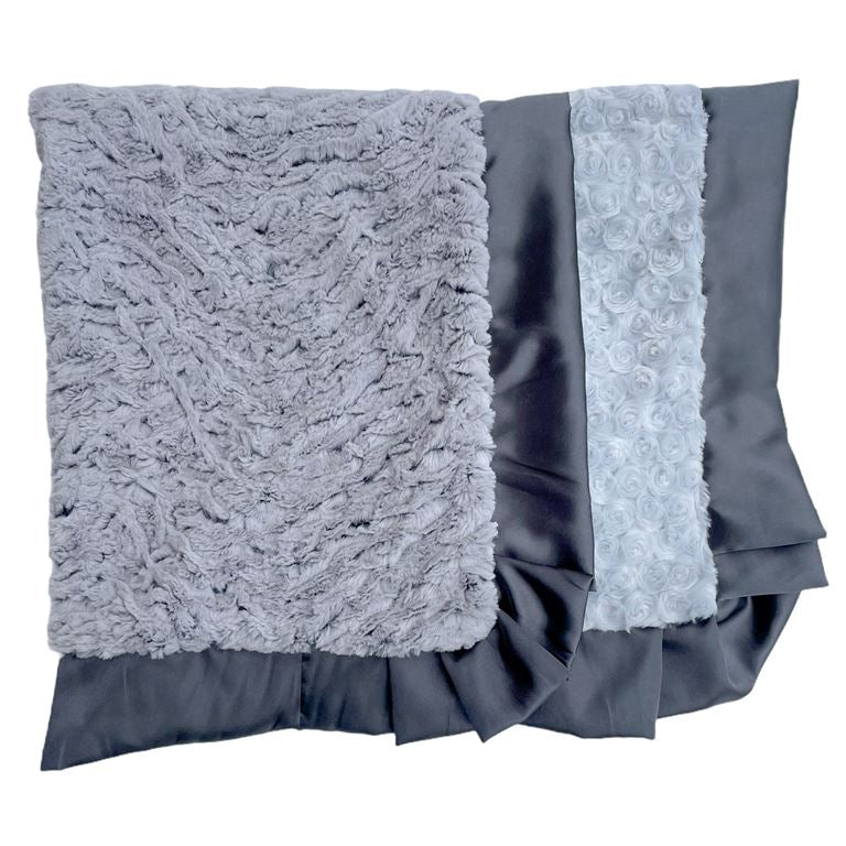 Luxe Blanket - Stone/Baby Blue