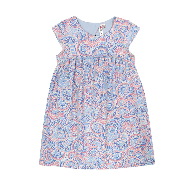 Open Back Boho Print Dress - Pink/Blue