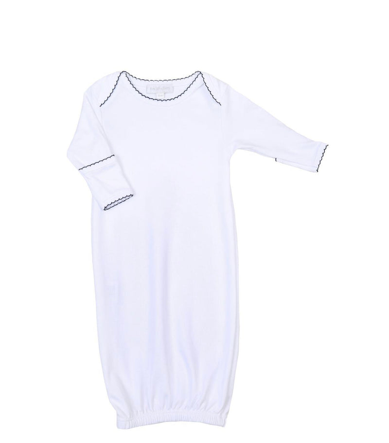 Essentials Lap Gown- White with Navy Trim