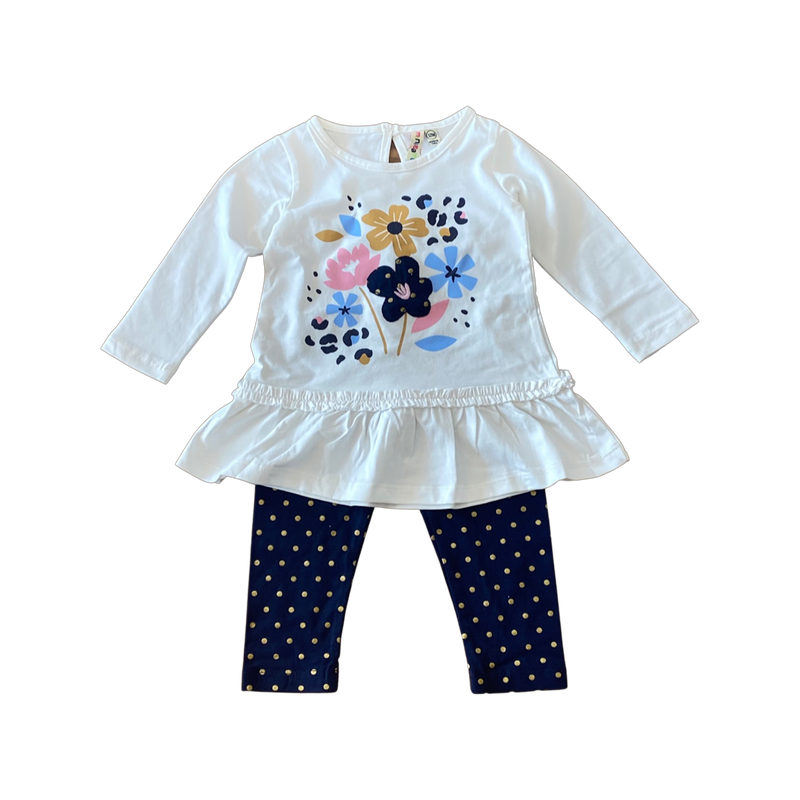 Applique Fall Floral Set- Ivory/ Navy